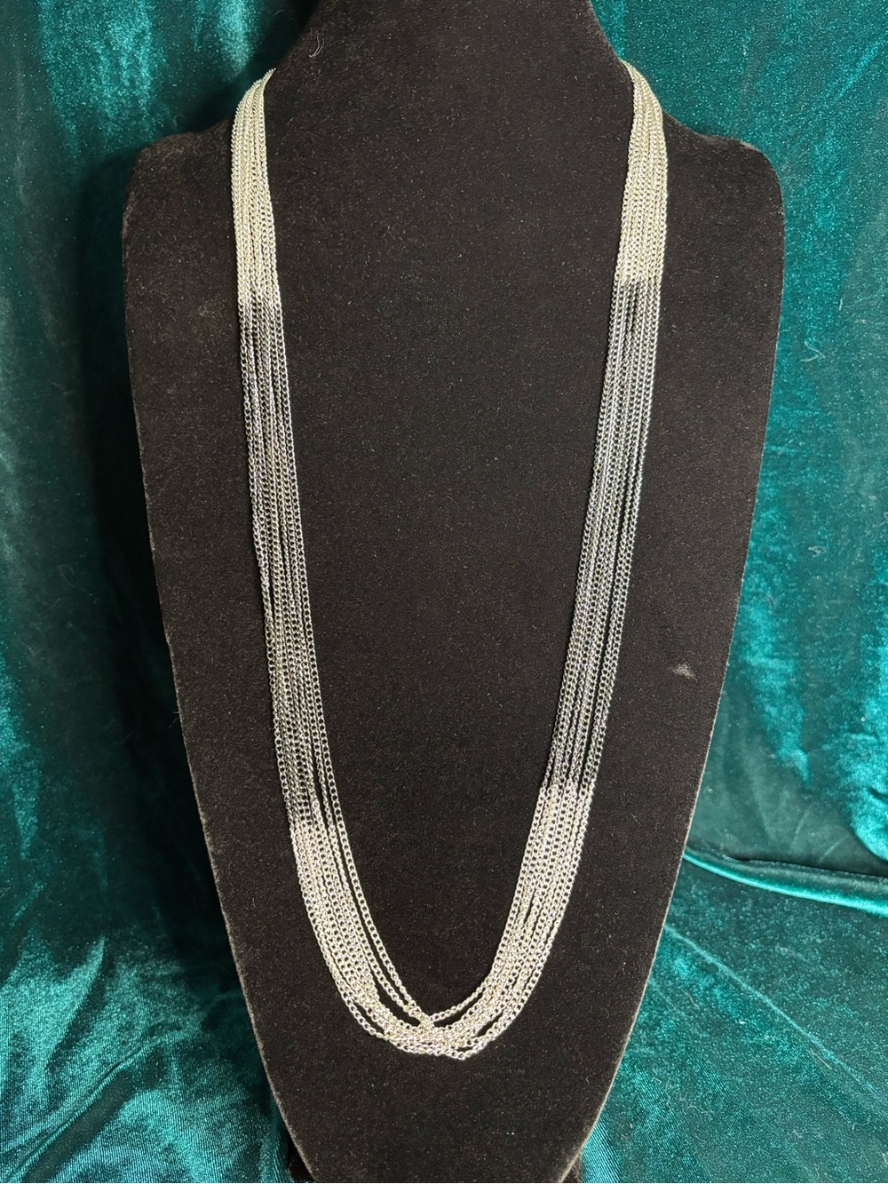 Classic Multi-Strand 2 Tone (Silver and Black) Chain Necklace